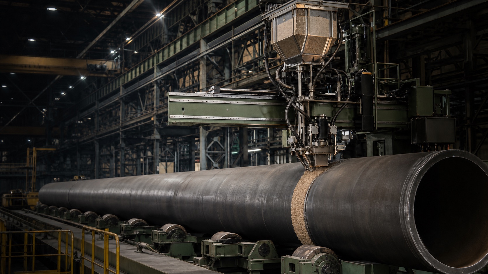 Automated submerged arc welding on large-diameter steel pipe